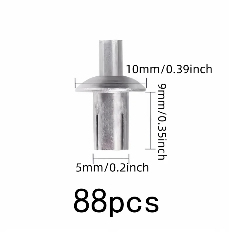 88 pcs 5*9mm Hammer Strike Installation Hammer Drive Rivets, great for Daily DIY Projects, Rust Resistant Metal
