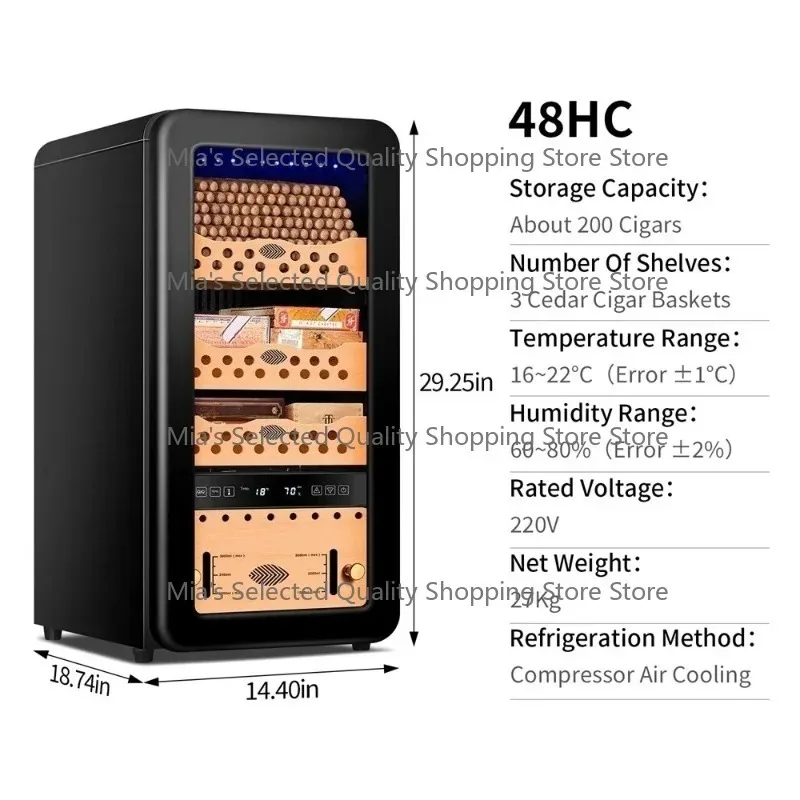 

48HC Fashion Constant Temperature and Humidity Compressor Air-cooled Cedar Wood Cigar Cabinet