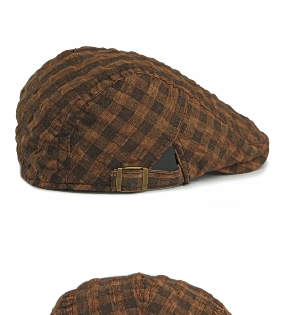 HT5093 Baskenmützen Frühling Sommer Atmungsaktive Sonnenkappe für Männer und Frauen Künstler-Malermütze Verstellbare Ivy Flat Cap Unisex Karierte Baskenmütze – Detail 12