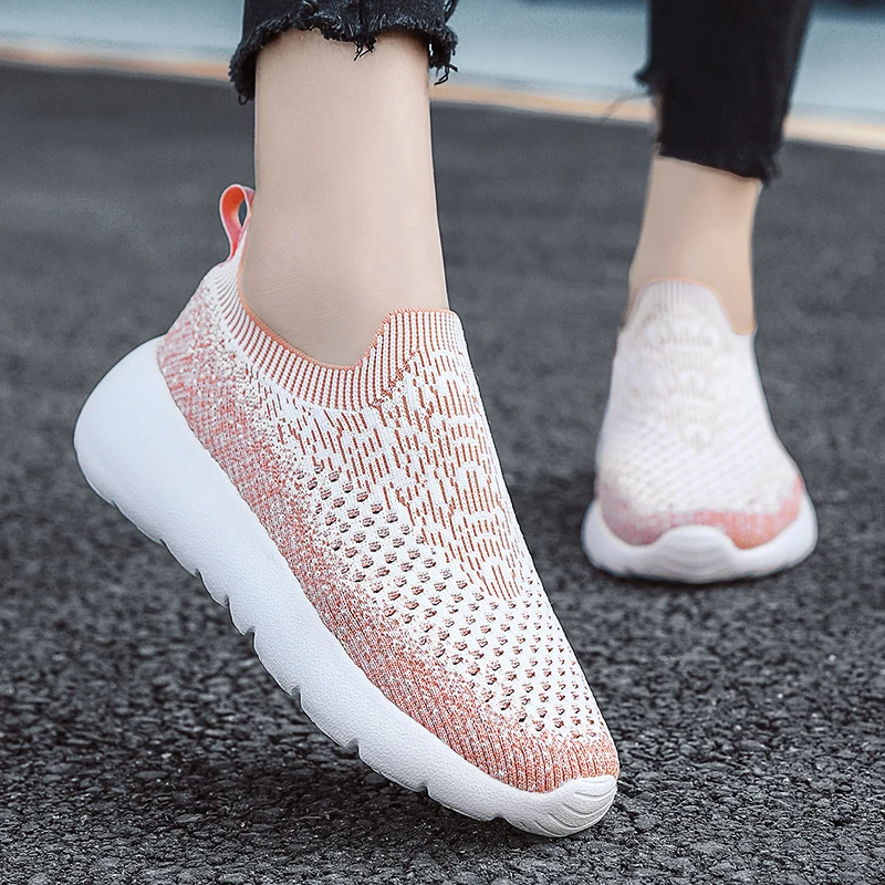 STRONGSHEN Sneakers Women Running Shoes Platform Breathable Mesh Slip-On Shoes Woman Sports Shoes Zapatillas Mujer Deportiva