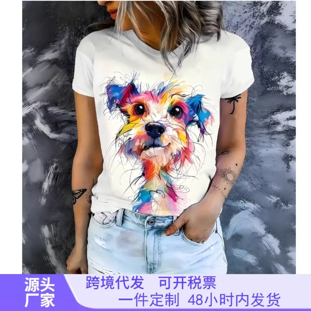 Women 3D Animal Print T-Shirt Summer Short Sleeve Breathable Soft Flattering Casual Daily Streetwear Comfy