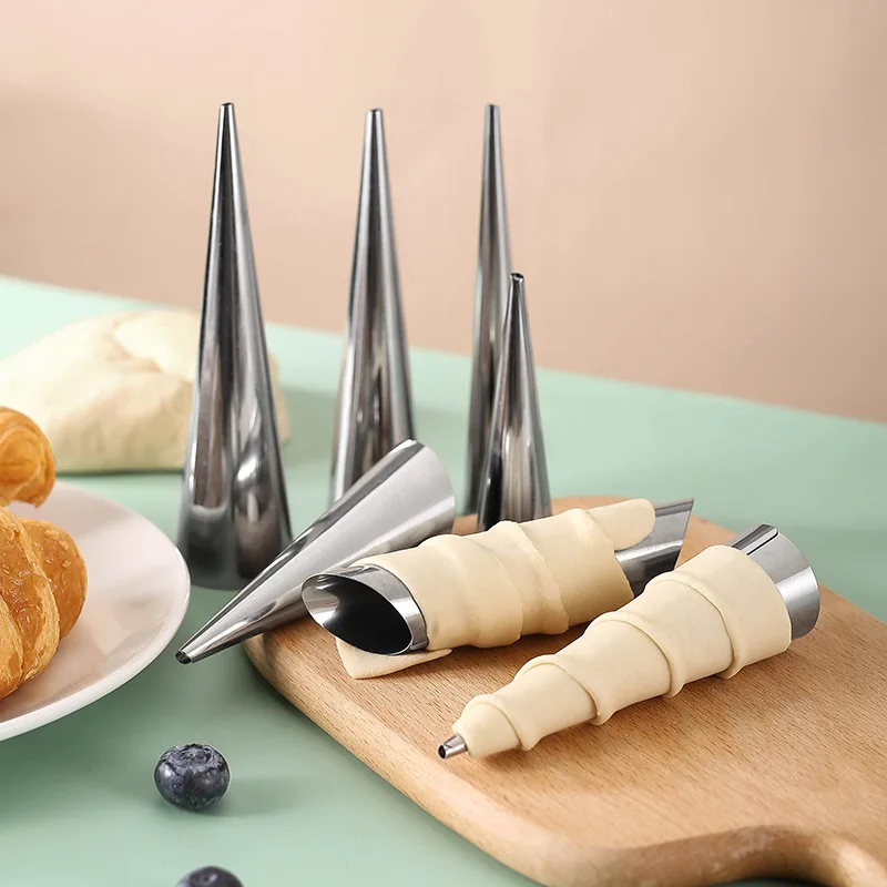 6Pcs Konische Rohr Kegel Rolle Formen Spirale Croissants Formen Creme Horn Form Gebäck Form Cookie Dessert Küche Backen Werkzeug