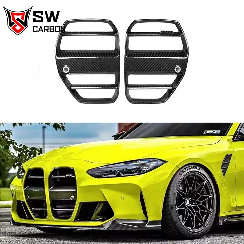 Carbon Fiber ST Style Front Bumper Air Intake Grille For BMW G80 G82 M3 M4 Front Air Vent Grille Frame Trim 2021+