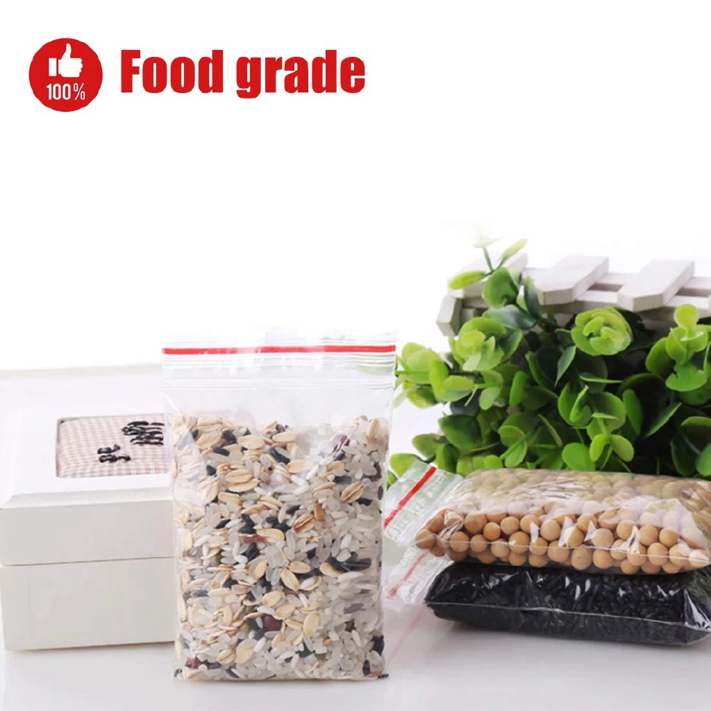 500Pcs 8X12 cm Resealable Zipper Closure Bags Self Seal Clear Plastic Poly Bag Food Storage Package Vacuum Fresh Bag