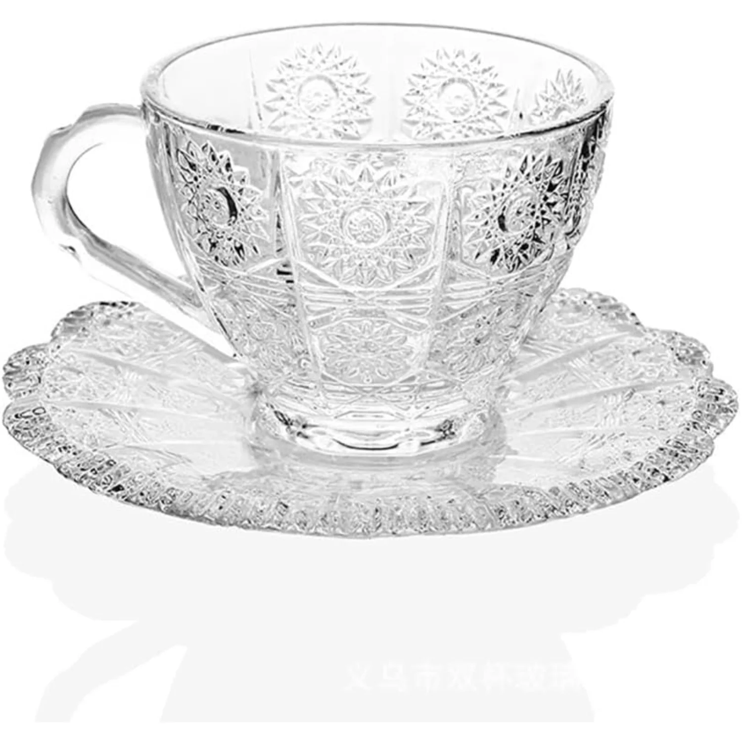 

Coffee Mugs Mug Set Tea Cups And Saucers Tea Set Clear Glass Vintage Glass Sun Flower Tea Cup Tea Cup And Saucer Set Embossed Gl