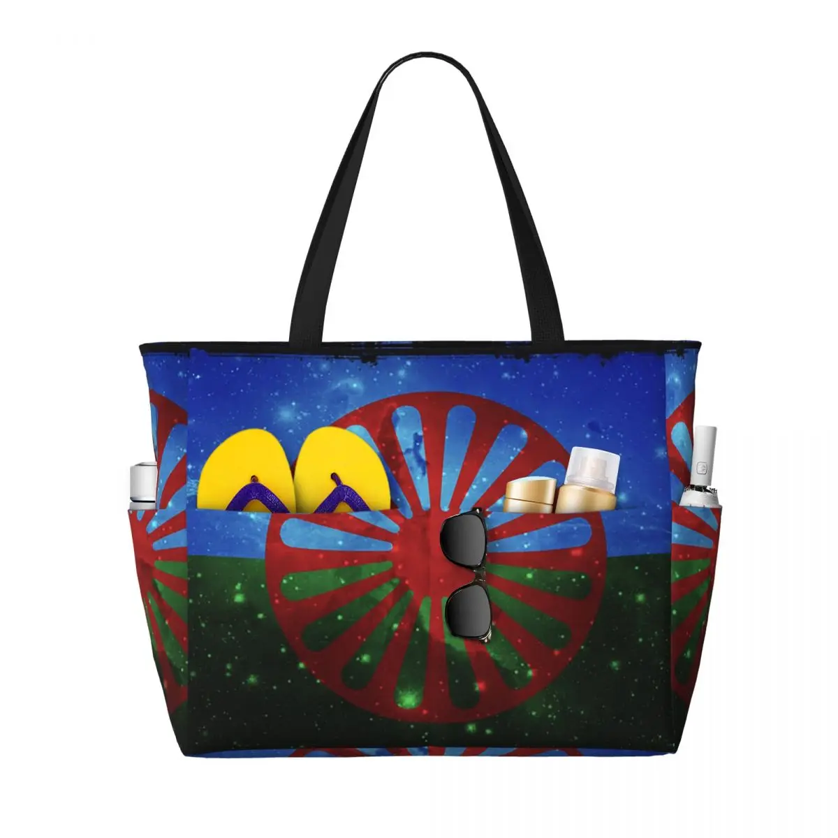 Romany Gypsy Flag Beach Tote Bag Sport Gym Yoga Duffle Large Tote Bag Women Travel Bag Fitness bag
