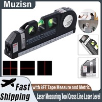 Muzisn Laser Measuring Tool Cross Line Laser Level with 8FT Tape Measure and Metric Rulers for Accurate Leveling