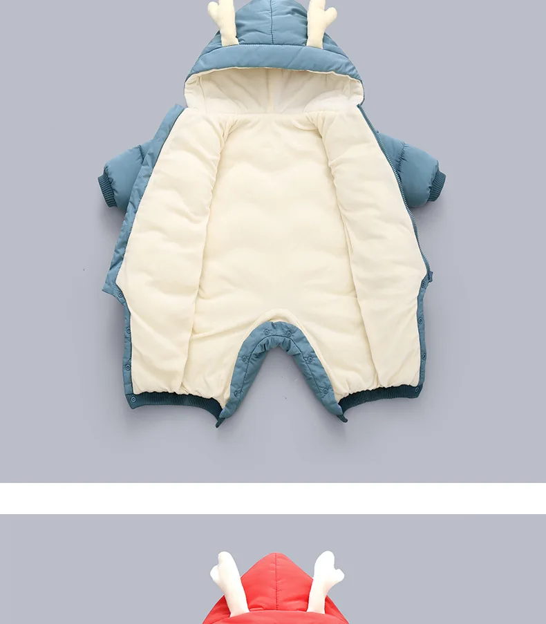 1-3 Jahre Baby Dicker Samt-Strampler Kleidung Winter Herbst Gepolsterter Warmer Einteiler Baby Mädchen Junge Overall Kinder Latzhose Neugeborenen Daunenanzug – Detail 6