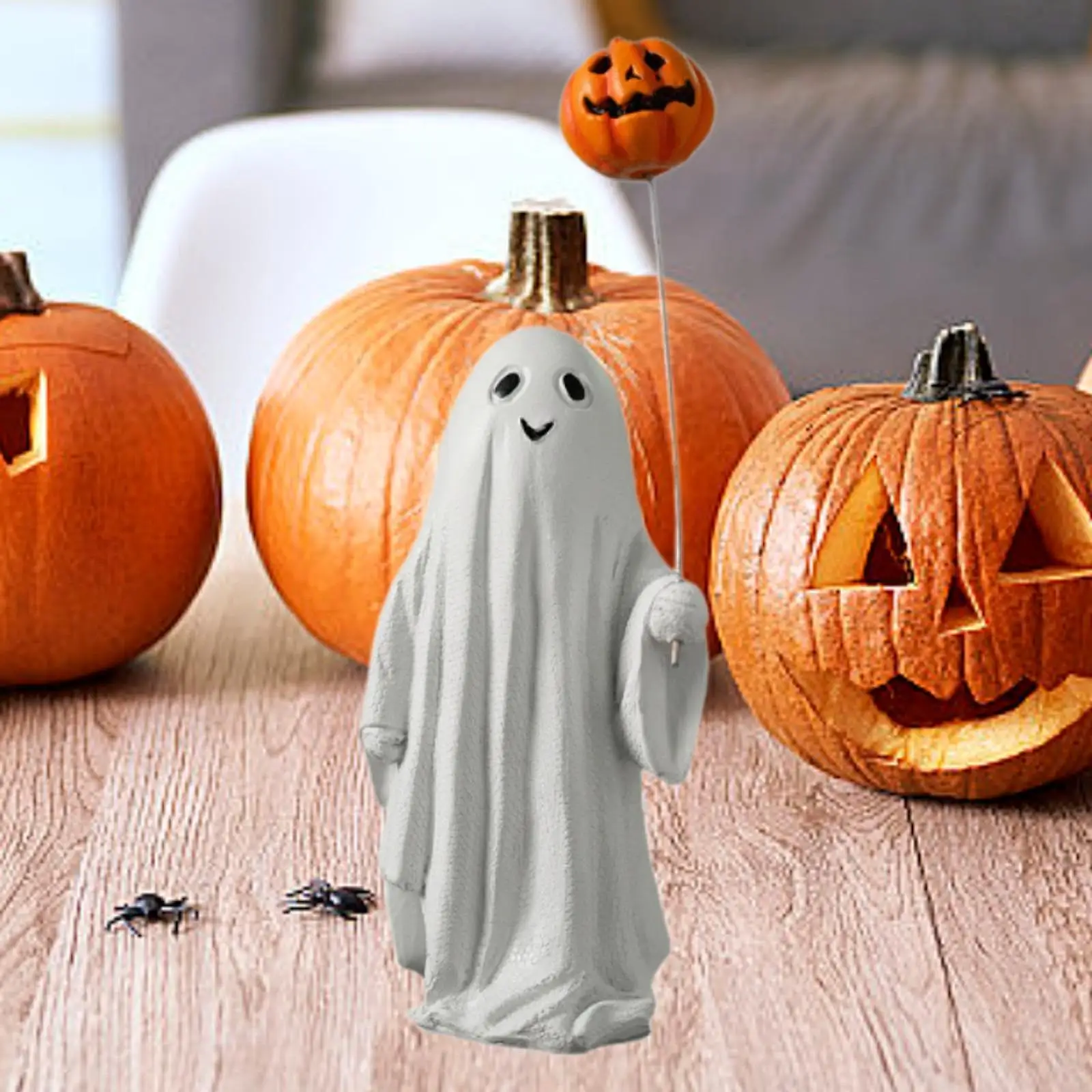 Halloween Ghost and Pumpkin Balloon Figurine 19cm Table Ornament