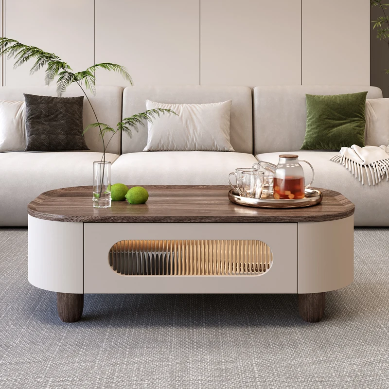 

Glass Wood Coffee Table Modern Decoration Dinner Service Nordic Coffee Table Storage Minimalist Meubles Postmodern Furniture