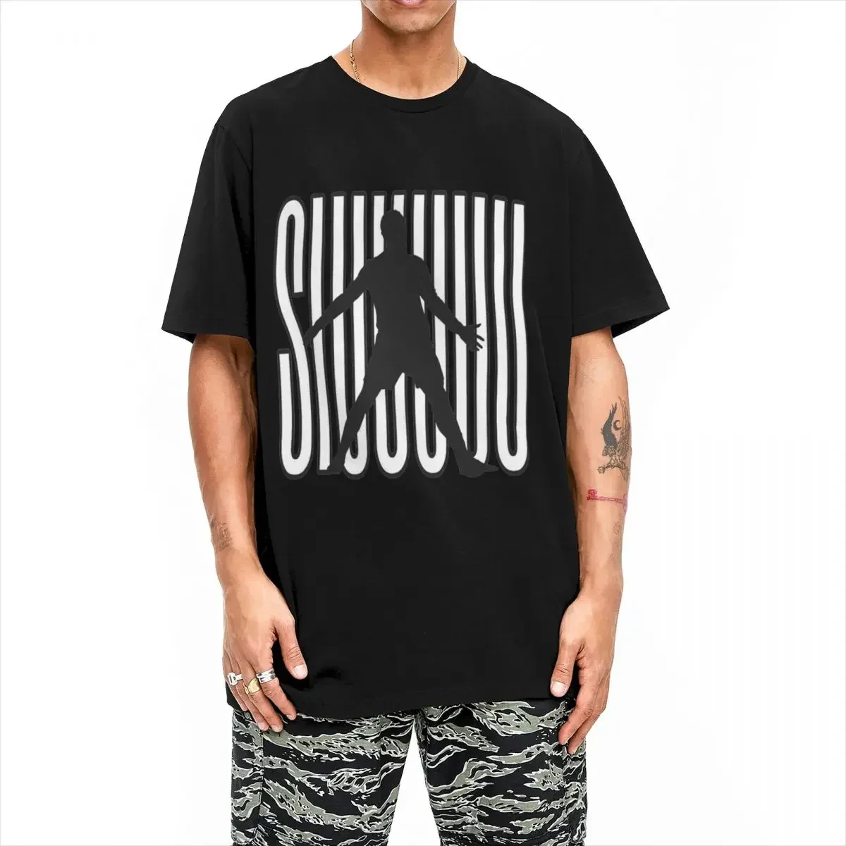 

100% Cotton Popular Tee Shirt For Adult Short Sleeve DIY Tops Siuuu CR7 Cristianoed Ronaldoed Funny T-Shirt Summer Y2K T Shirts