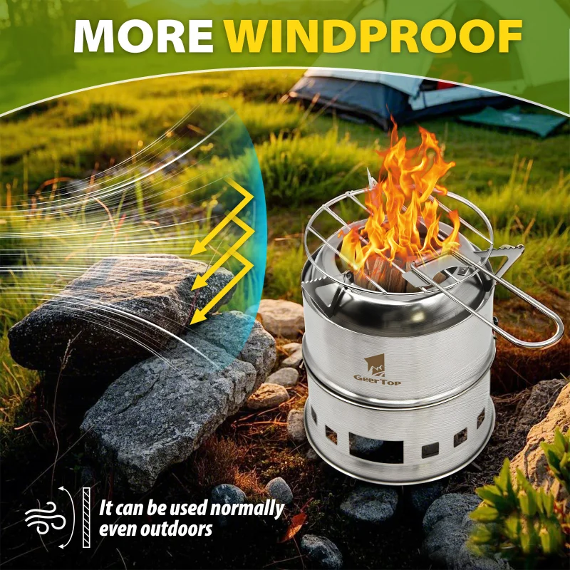 

New Type Foldable Mini Wood-Burning Stove - Portable Compact Alcohol Burner for Outdoor Camping Gear