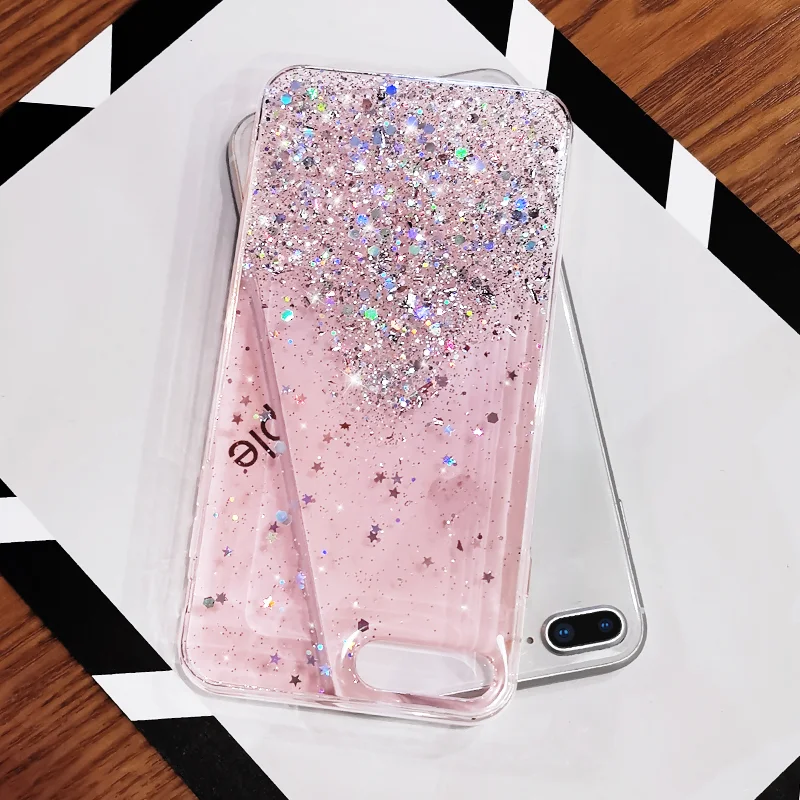 Luxury Gradient Glitter Star Case For iPhone 15 14 13 12 Pro Max 11 Pro XR XS  X iPhone 8 7 6S 6 Plus Soft Clear TPU Cover Case - náhled 6