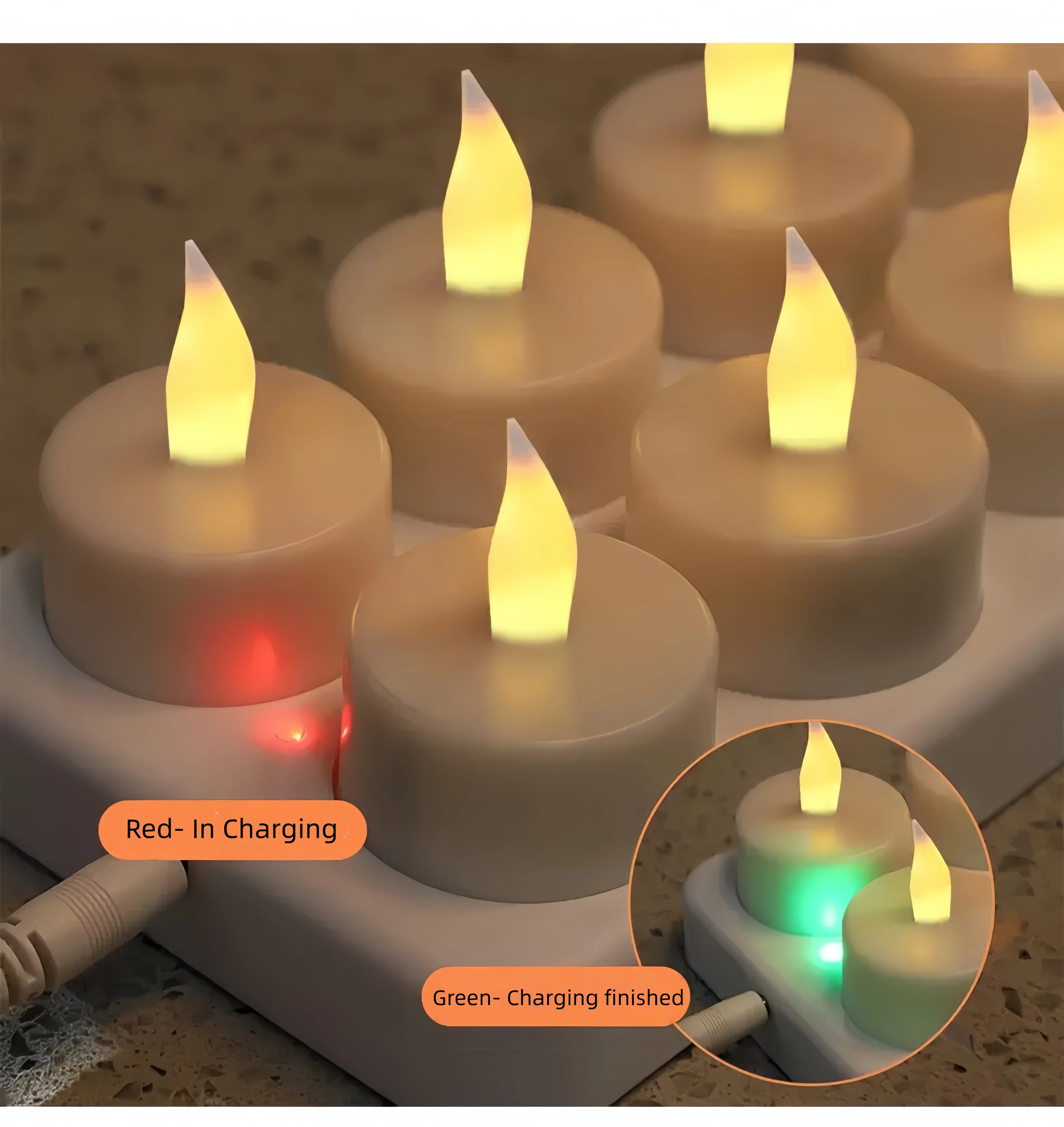 Confezione da 6 candele TeaLight a LED senza fiamma ricaricabili satinate con lampada Votives remote Decorazione da tavolo per feste di matrimonio di Natale-AMBRA