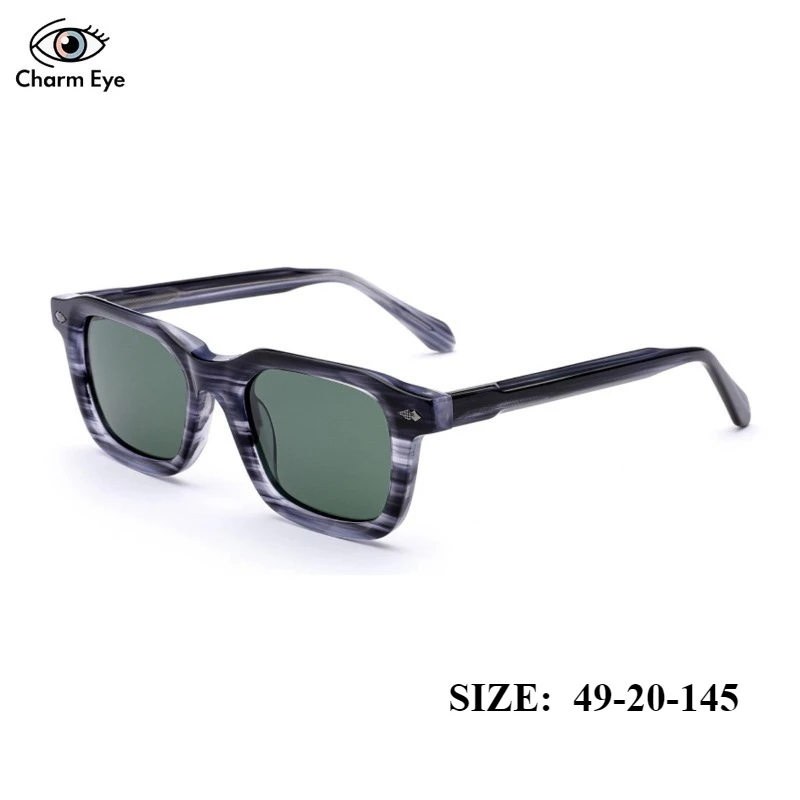 

New Gray Striped Green Lens Polarized Sunglasses for Men High-end Acetate Outdoor Sports Driving Protective Sun Glasses Women