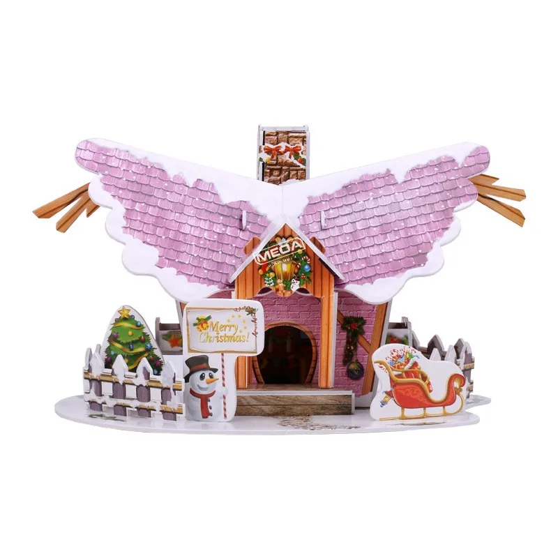 8 Style Christmas Castle Building 3D Puzzle Model X'max House Architecture Construction Jigsaw Puzzles Toys Kids Christmas Gift
