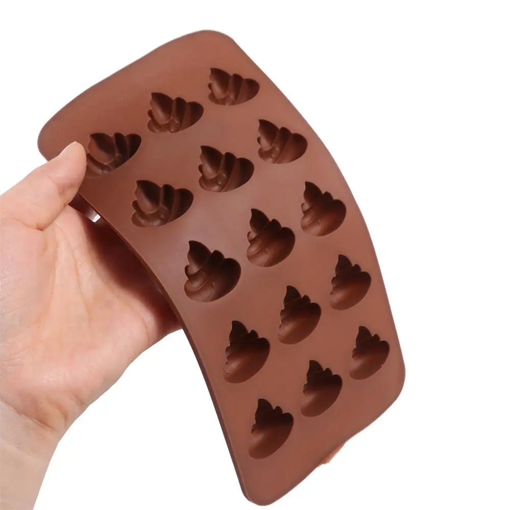 15 Grids Mini Poop Chocolate Mold Funny Personalized Soap Mold Smile Face Pig Shaped No Stick Candle Mold Cookies