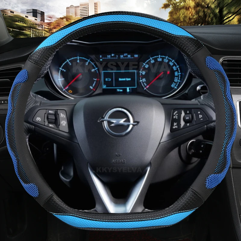 Car Steering Wheel Cover D Shape Leather For Opel Astra 2015-2021 Corsa Combo Mokka 2018-2021 Grandland X Insignia CT 2017-2021