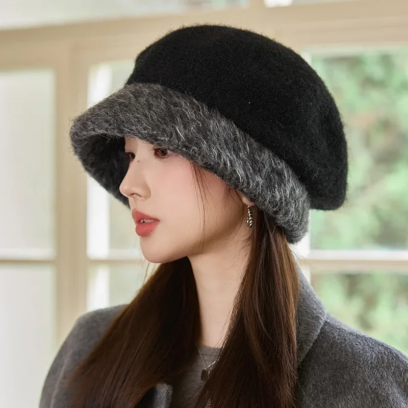 

Fashionable Autumn Winter Fleece Lined Women's Hat Duckbill Cap Warmth Fishing Style Face Slimming Versatile Korean Version