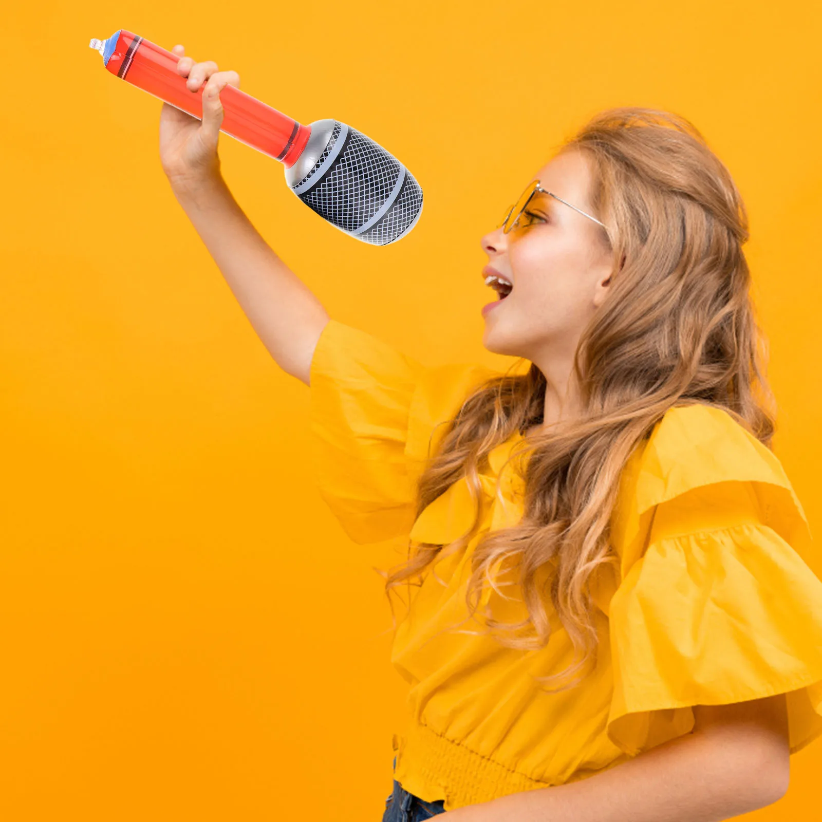 

5Pcs Inflatable Plastic Microphone Kids Karaoke Prop Blow Up Pool Party Decoration Pretend Play Gift Blow Up Mic