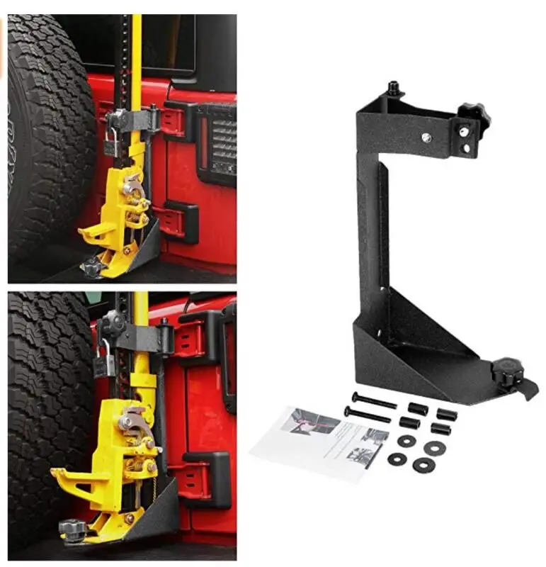 High Lift Jack Mount Rear Hi Lift Jack Mount Carrier Mounting Brackets J359-2 for  Jeep 2007-2017 Wrangler JK Offroad