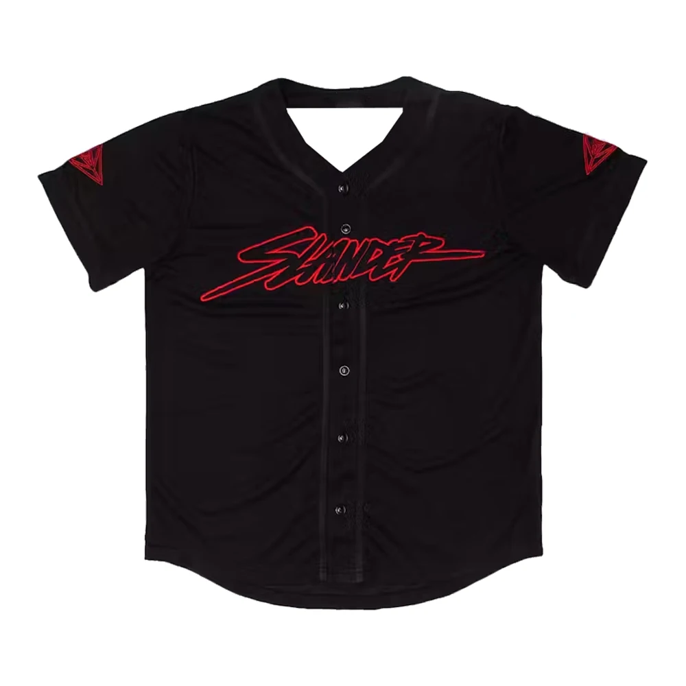 Slander Merch Black Red Festival Baseball Jersey Tops V-Neck Short Sleeve Shirts Women Men Streetwear Fashion Clothes