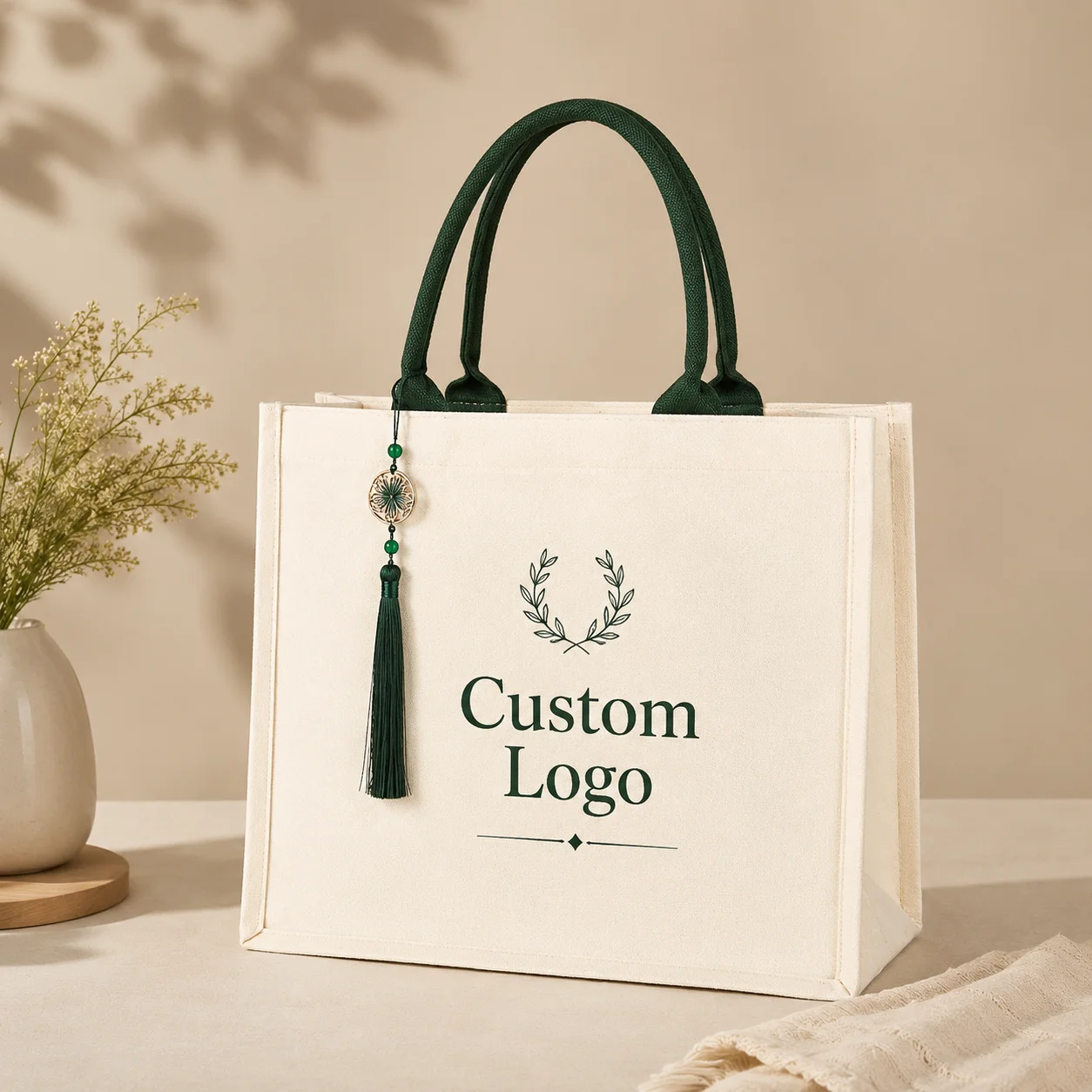 Custom Canvas Tote Bag Personalized Logo Shopping Handbag Large Capacity Wedding Gift Bag Reusable Cotton Linen Shoulder Bag