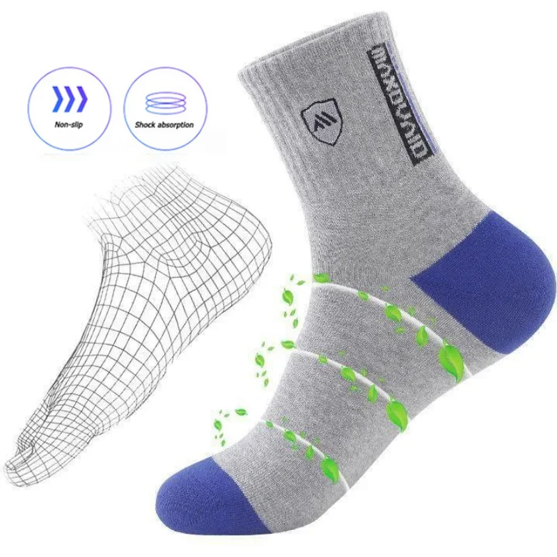 Calcetines deportivos cómodos para hombre, medias gruesas y cálidas, transpirables, absorben el sudor, tubo medio, baloncesto, Otoño, 1/5 pares