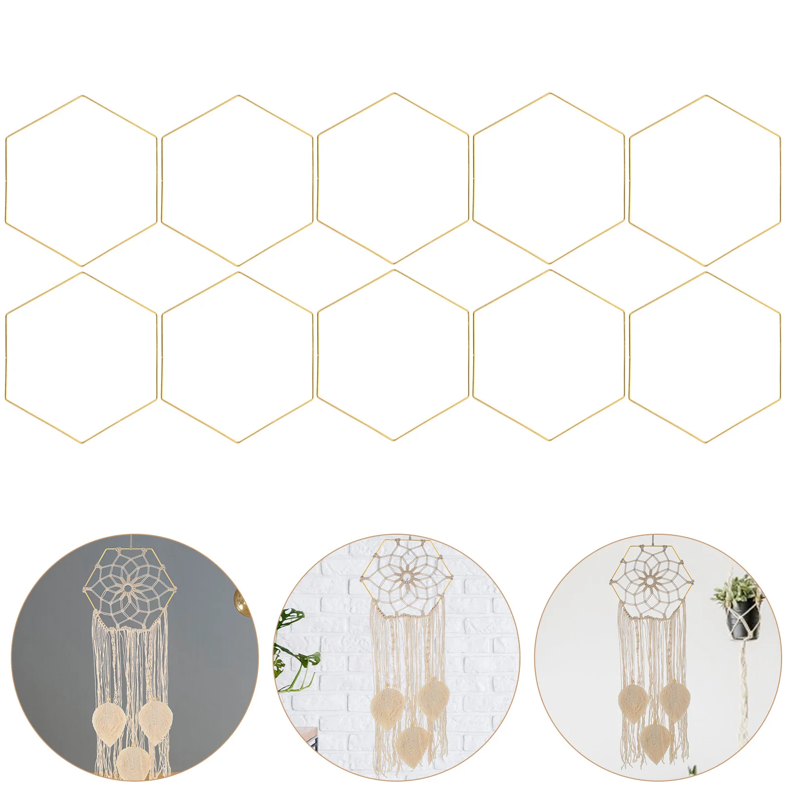 

10Pcs Hexagon Dreamcatcher Rings Iron DIY Craft Hoops Floral Wreath Frame Wedding Decoration Supplies DIY Dreamcatcher Frame