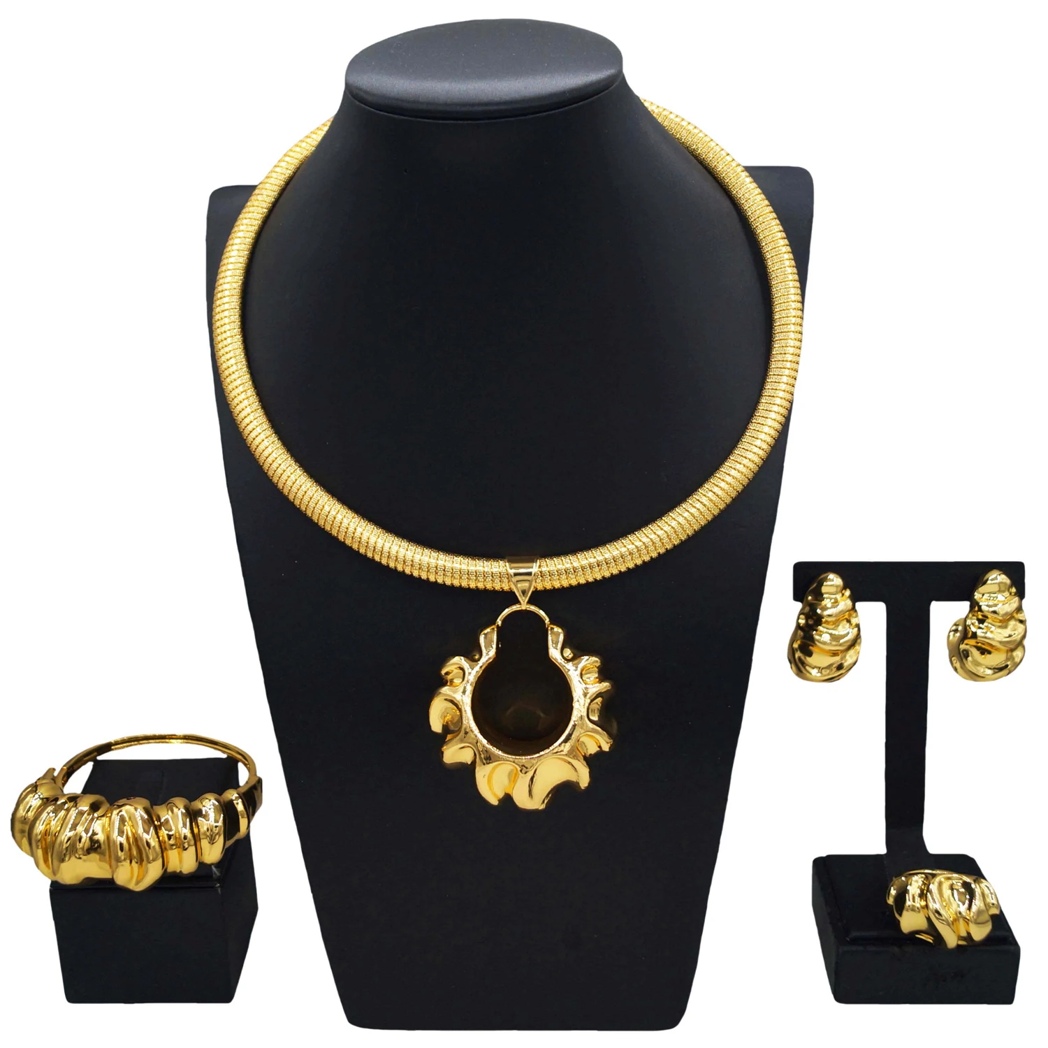 

Yulaili fashion new jewelry set luxurious gold-plated copper ring elegant every French Nigerian ladies wedding party daily wear