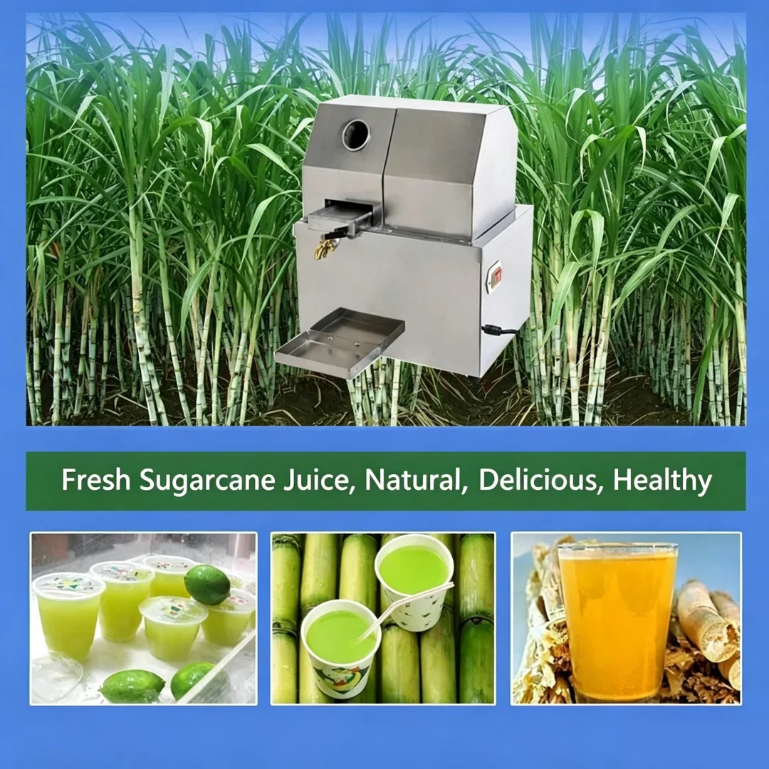 Vertical Desktop Electric Sugarcane Juicer Commercial Automatic Stainless Steel Sugar Cane Extraction Machine For Outdoor Stall