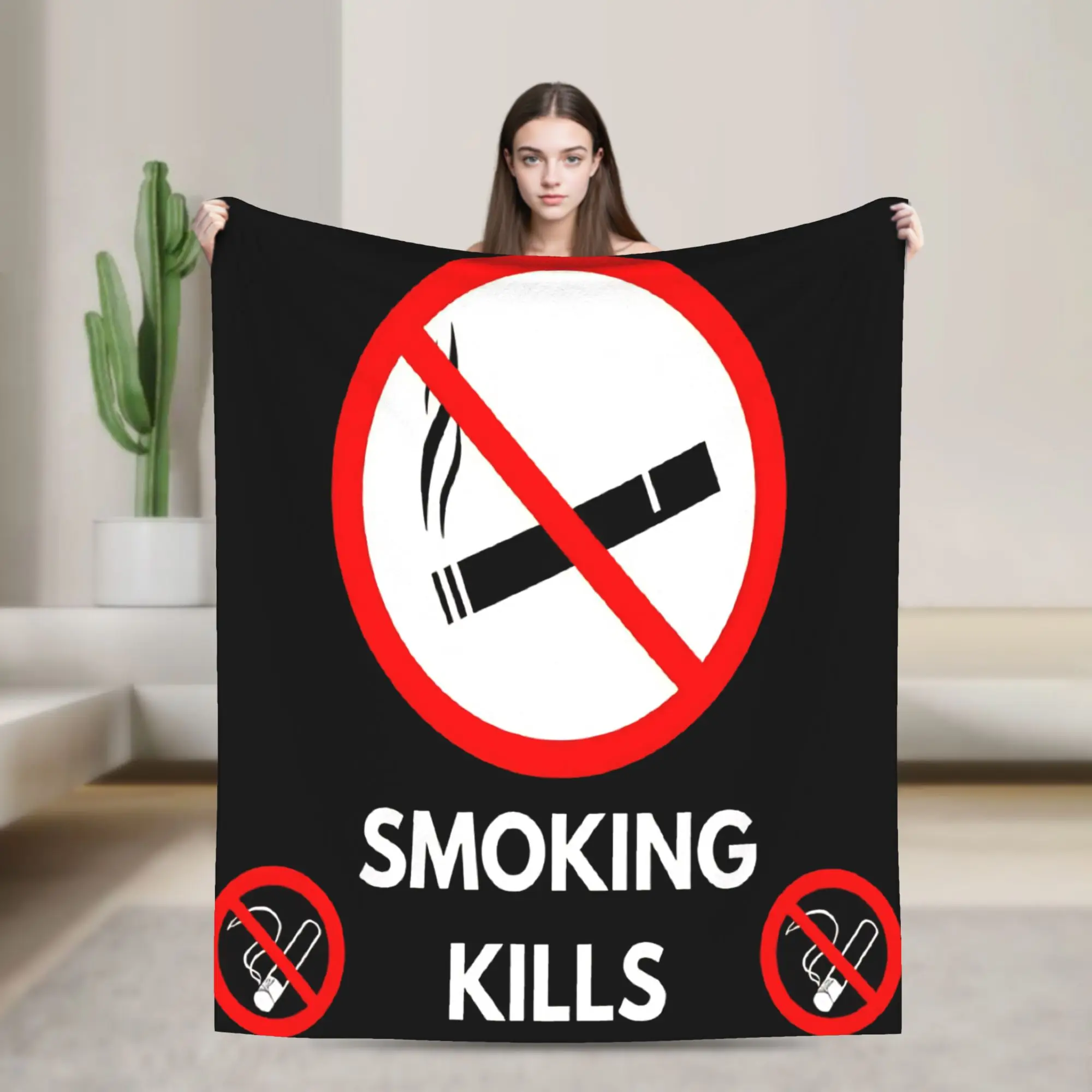 Smoking Kills Blanket Quality Soft  Throw Blanket Winter Travel Living Room Graphic Bedspread