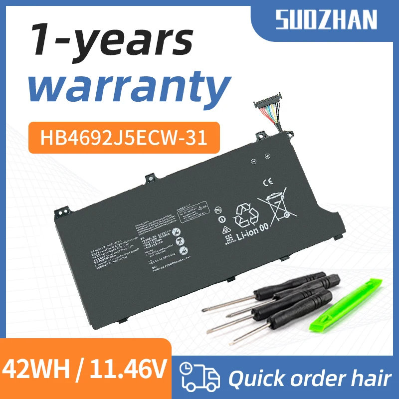 SUOZHAN HB4692J5ECW-31 Laptop Battery For Huawei MateBook D 15 (2020) 15-53010TUY BohL-WDQ9HN BoB-WAH9P HNL-WFP9 HNL-WFQ9 42WH