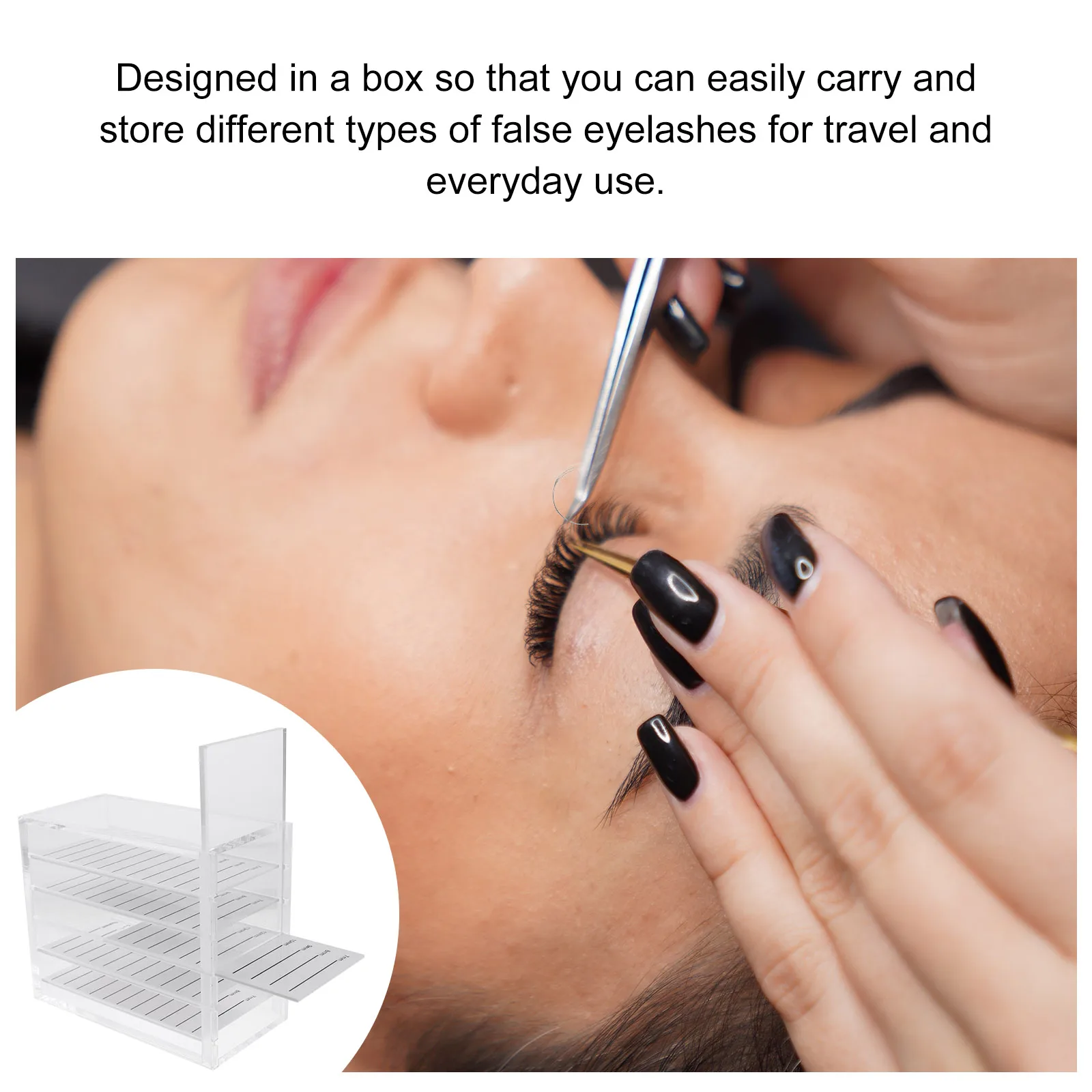 

Portable Storage False Lash Case Organizer Travel Eyelashes Packaging Clear Container Lightweight Acrylic Compact