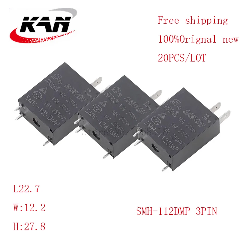 

Free shipping 20pcs relay SMH-105DMP 5VDC 16A 250VAC 3PIN Original New