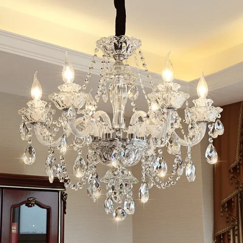 

Transparent Crystal Chandelier Luxurious Living Room Dining Room Lamp Household Light Clothing Store Bedroom Lighting Fixtures