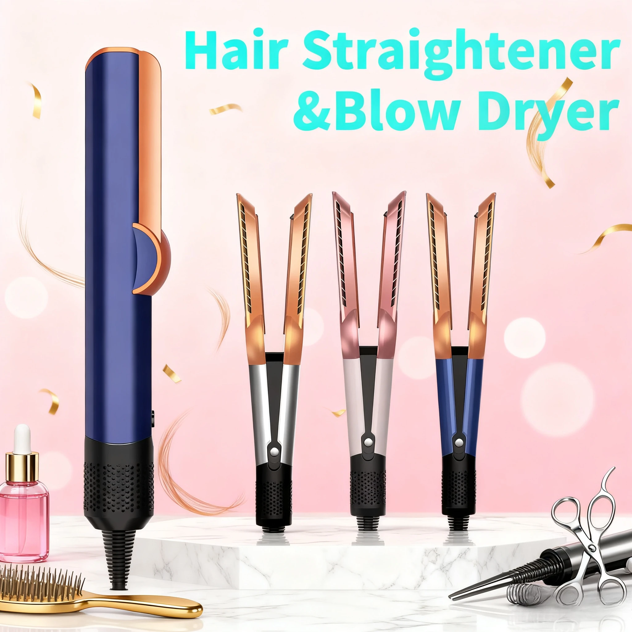 2 في 1 مكواة فرد الشعر الاحترافية ومجفف الشعر، مكواة مسطحة للشعر، مكواة الأيونات السالبة، أداة تصفيف طويلة الأمد Dys0n #1