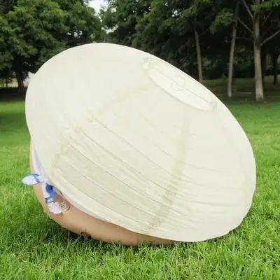 

Paper Lantern Lampshade Home Decor Hanging Shade Round Beige Iron Foldable Pendant Cover Replacement