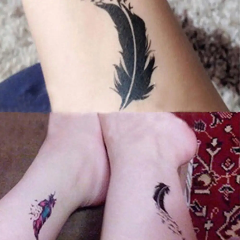 Waterproof Fake Temporary Tattoo Sticker Temporary Body Art Tattoo Bird Wind Goosey Feather Tattoos Lip Print Arm Sleeve Tatoo W