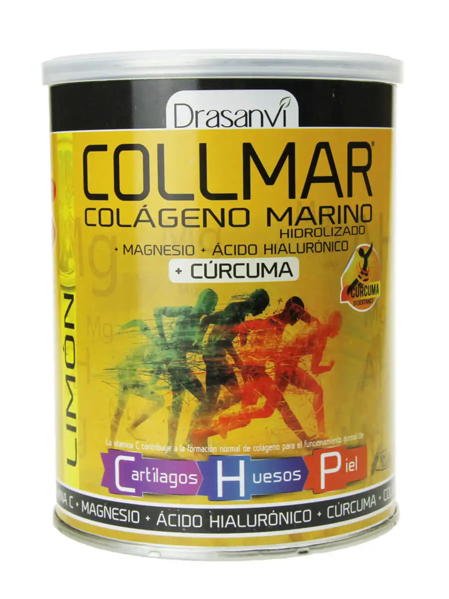 Collmar marine collagen hydrolyzed with turmeric lemon flavor 300gr-marine collagen type i with magnesium and turmeric.