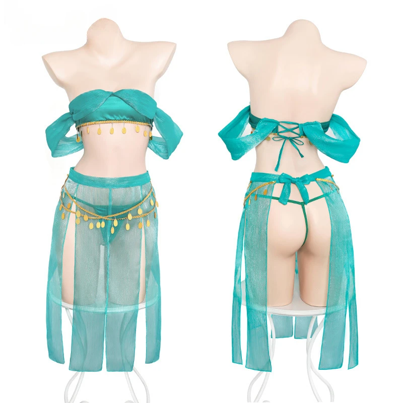 Porno Bar Party Green Hanfu Lingerie Sexy Princess Women Chiffon Temptation Erotic Uniform Ancient Dance Stage Cosplay Costumes