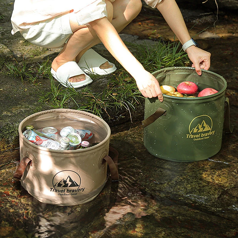 

Portable Foldable Bucket 5L 10L Large Capacity Outdoor Camping Travel Collapsible Handheld Water Container For Outdoor Hiking