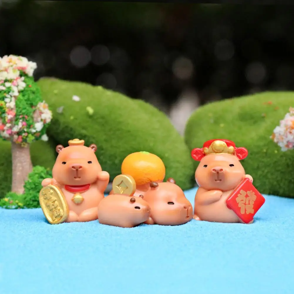 Resin Capybara Figurine Colorful Capybara Decor 7 Pcs Capybara Miniature Figurines Set Resin Collectibles for Car Dashboard