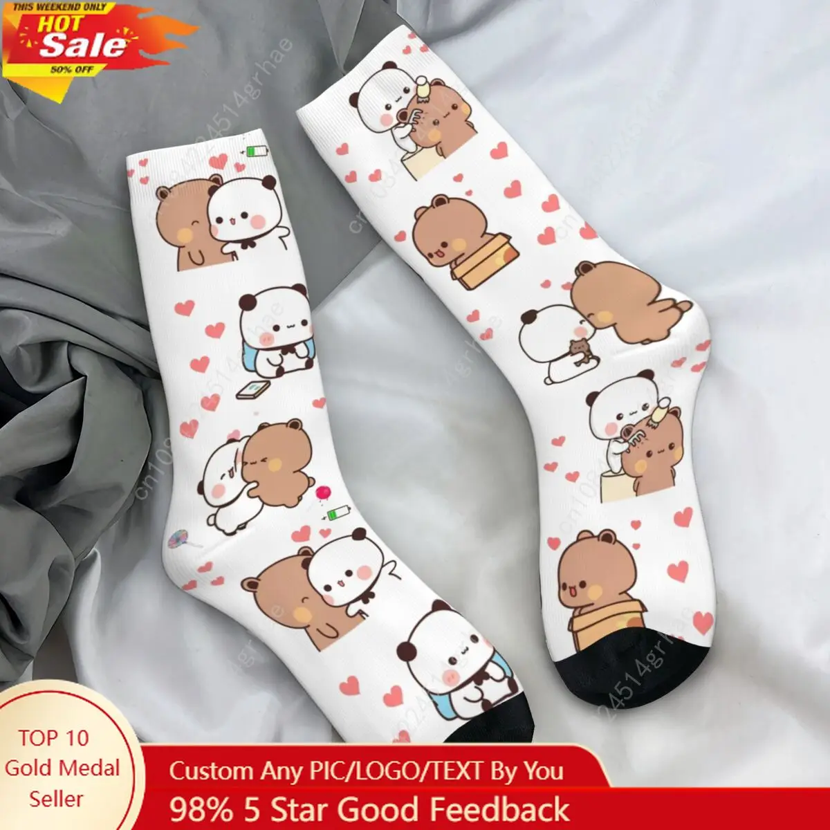 

Носки с воздушным шаром «Медведь и панда» Бубу Дуду, корейские чулки с сердечком, мужские мягкие спортивные носки на открытом воздухе, осенние дизайнерские носки против пота