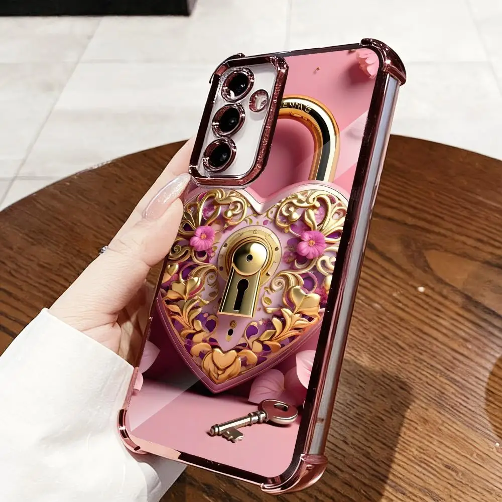 Love Lock Various colors Bestseller tablet PhoneCase Glass PhoneCase for Samsung Galaxy S26 S25 S24 S23 S22 FE,Ultra,Plus