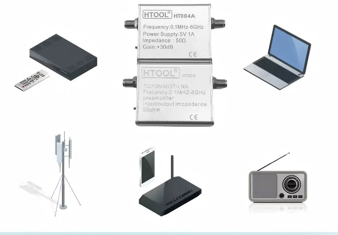 HTOOL HT004/HT004A Geräuscharmer Verstärker 100kHz-6GHz Breitband-Signalverstärker LNA 20dB 35dB Verstärkung Vorverstärker für Autoradio GPS SDR – Detail 5