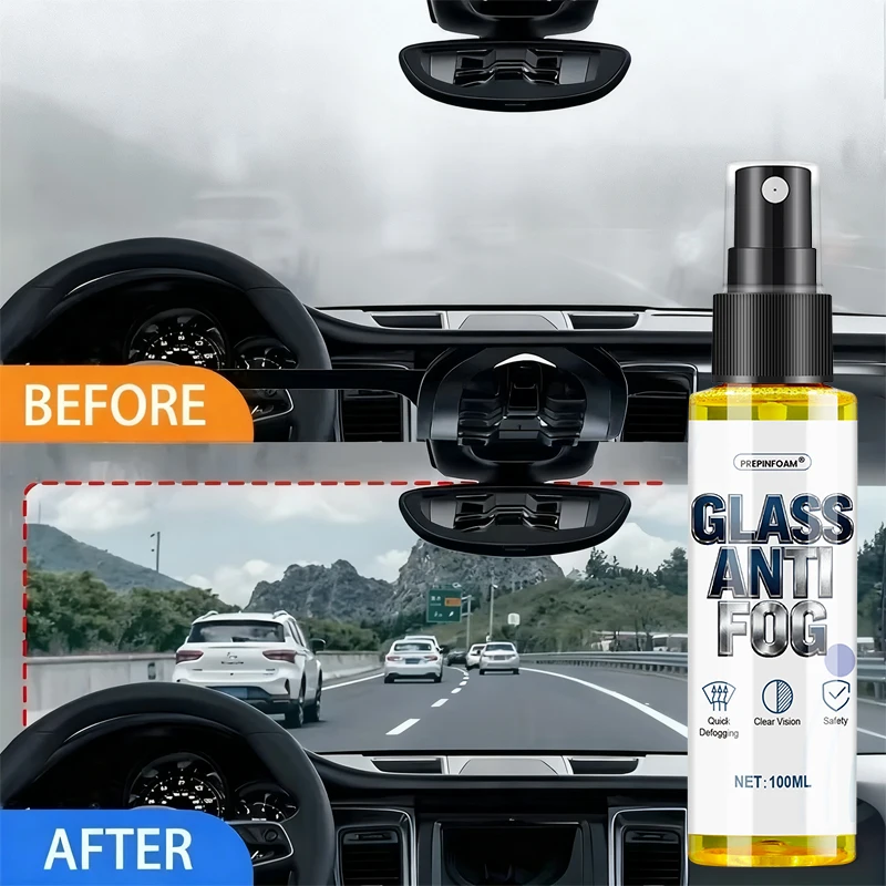 

Спрей для противотуманного покрытия для салона автомобиля, лобовое стекло, долговечный, предотвращает запотевание, очищающее зрение, репеллент для запотевания, зеркальный спрей P122