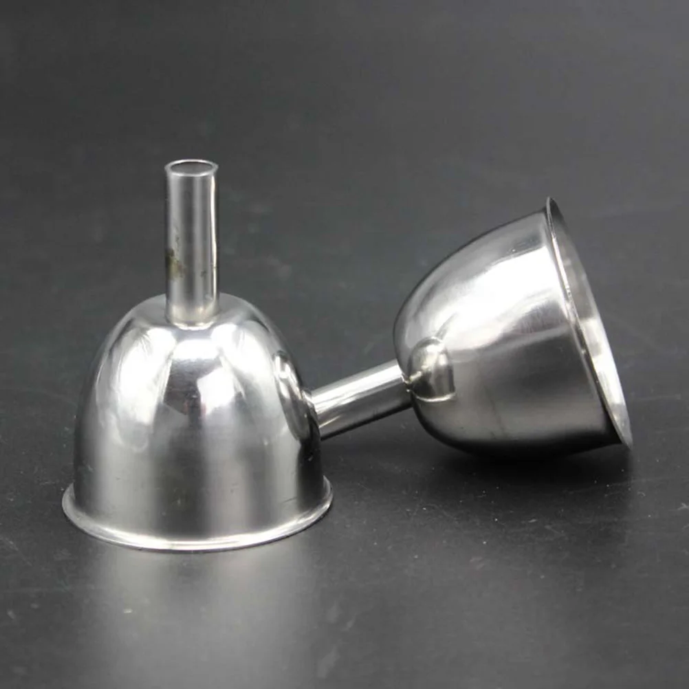 Stainless Steel Funnel Set Essential Oil Spices Flask Water Filter Kitchen Tool Wide Mouth Pouring Anti Spill for Bottles