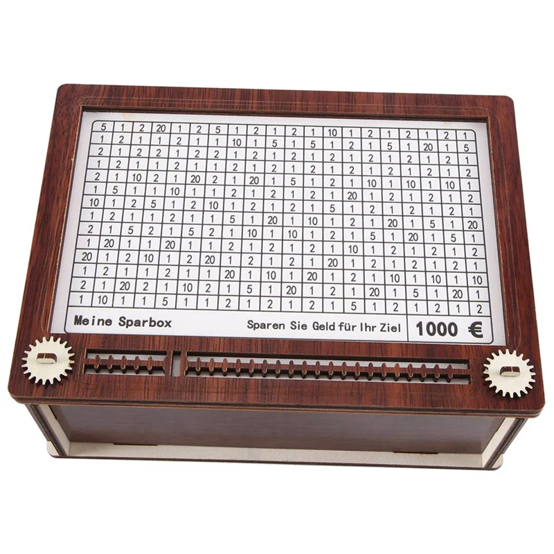 1 قطعة صندوق نقود خشبي صندوق تخزين حصالة ريترو مع صندوق نقود ماركر، صندوق نقود قابل لإعادة الاستخدام، 10000 دولار