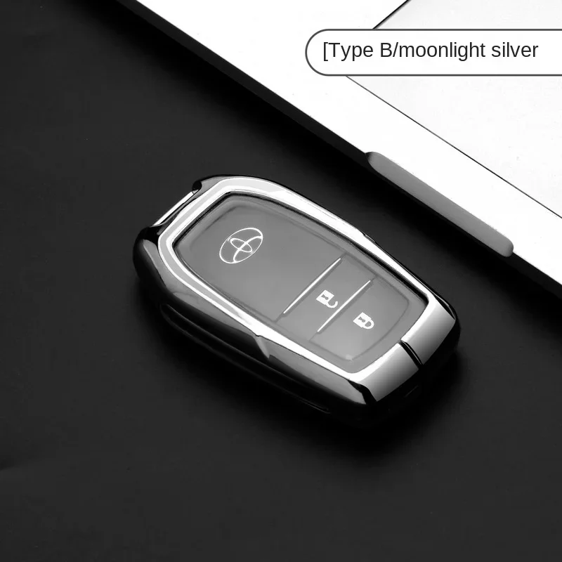 1pc for Toyota Camry RAV4 Corolla Highlander Levin TPU + Metal Car Key Case Cover Durable Auto Key Bag Protector Car Accessories